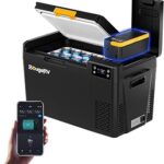 BougeRV 12 Volt Portable Refrigerator, CRX3 23 Quart Car Fridge with 240Wh Detachable Battery, -4℉~68℉ Compressor Electric Cooler with 12V/24 DC, 100-240 AC for Camping Overlanding Truck RV SUV Van