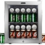 Whynter Beverage Refrigerator with Double-Layer Glass Door, 68-Can 1.6 Cu Ft Freestanding Drink Mini Fridge, BR-062WS, Stainless Steel