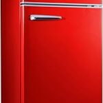 Galanz GLR12TBEEFR Refrigerator, Dual Door Fridge, Adjustable Electrical Thermostat Control with Top Mount Freezer Compartment, Retro Blue, 12.0 Cu Ft (Red)