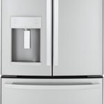 GE GYE22GYNFS 36" French Door Counter Depth Refrigerator with 22.1 cu. ft. Total Capacity Space Saving Ice Maker Showcase LED Lighting in Stainless Steel