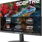 Sceptre New 22-Inch Gaming Monitor, FHD 1080p, Up to 144Hz, HDMI, DisplayPort, Built-in Speakers, Machine Black (E225W-FW144 Series, 2026)