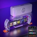 Divoom Times Gate - Cyberpunk Gaming Setup Digital Alarm Clock, Smart APP, WiFi Connect, RGB LED Display, Personalized Financial & Bitcoin Dashboard, Pixel Art for Gaming Room & Office Decor, Silver