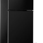 Cucina Magica Mini Fridge with Freezer, 3.2 cuft Small Refrigerator, 7 Adjustable Thermostat, Energy Saving, Low Noise, Double Door Compact Refrigerator for Dorm, Bedroom, Office - BLACK