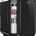 YASHE Mini Fridge, 6 Liter/8 Can 110V AC/DC Portable Thermoelectric Cooler Refrigerators for Bedroom, Skincare, Beverage, Office, Dorm Room and Car, Black