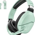 WolfLawS Wireless Gaming Headset with Noise Canceling Microphone for PS5, PC, PS4, 2.4G/Bluetooth Gaming Headphones with USB and Type-c Connector, Wired Mode for Controller (Green)