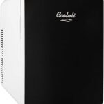 Cooluli 15L Mini Fridge for Bedroom - Car, Office Desk & College Dorm Room - 12v Portable Cooler & Warmer for Food, Drinks, Skincare, Beauty & Makeup - AC/DC Small Refrigerator with Glass Front, Black