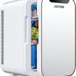 Small Mini Fridge, 18L Portable Tiny Fridge for Skincare, 120V/12V Makeup Refrigerator Mini, Thermoelectric Cooler & Warmer for Drinks, Food, Cosmetics for Office/Dorm/Car/Travel, White