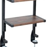 VIVO Clamp-on 13 inch Above or Below Desk 2-Tier Shelving Unit for Table Accessories, Gaming Devices, and More, Storage Tray, Desktop Organizer, Rustic Vintage Brown, STAND-SHELF2C-N