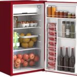HOMCOM 3.2 Cu.Ft Mini Fridge with Freezer, Compact Refrigerator with Adjustable Thermostat, Shelf and Single Reversible Door for Bedroom, Dorm, Home Office, Energy Efficient, Red