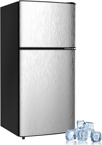 Cucina Magica Mini Fridge with Freezer, 3.2 cuft Small Refrigerator, 7 Adjustable Thermostat, Energy Saving, Low Noise, Double Door Compact Refrigerator for Dorm, Bedroom, Office – Silver Cucina Magica Mini Fridge with Freezer, 3.2 cuft Small Refrigerator, 7 Adjustable Thermostat, Energy Saving, Low Noise, Double Door Compact Refrigerator for Dorm, Bedroom, Office - Silver - Image 1