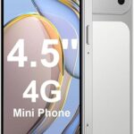 4.5'' Mini Phone 64GB Unlocked 4G Mobile Smartphone with 2000mAh Battery Compact Backup Mini Phone for Kids & Students Dual SIM Face ID Silver | 4.5'' HD Screen