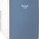 Cooluli 15L Mini Fridge for Bedroom - Car, Office Desk & College Dorm Room - 12v Portable Cooler & Warmer for Food, Drinks, Skincare, Beauty & Makeup - AC/DC Small Refrigerator with Glass Front, Blue,15 Liter