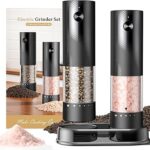Electric Salt and Pepper Grinder Set - Rechargeable Automatic Salt and Pepper Shakers, Kitchen Appliances with External Adjustable Coarseness, Larger Hopper for Cooking, Home Gifts(2 Pack,Black/Black)