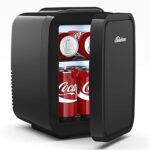 BEICHEN Mini Fridge, 4 Liter/6 Can Portable Refrigerator for Bedroom Office Dorm Car– Fast Cooling, Low Noise, 100-125V AC/5-12V USB Small Compact Refrigerator for Skincare, Food, Drinks(Black)