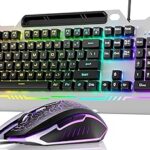 AULA Gaming Keyboard and Mouse, 104 Keys RGB Backlit Computer Keyboards Mouse and Keyboard Combo with Number Pad, All-Metal Panel Wired PC Keyboard for Laptop Win XP/7/8/10, T102 New Update Version