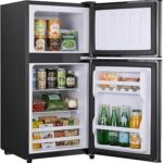 3.2 Cu.Ft Mini Fridge with Freezer, 2 Door Small Refrigerator with Adjustable Thermostat Energy-efficient Low Noise, Compact Fridge for Bedroom, Office, Dorm, Matte Black