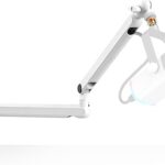FIFINE Boom Arm Mic Stand, Low Profile Microphone Arm Stand, Podcast Mic Boom Arm with Desk Mount, Cable Channels Management, Metal Boom Arm White for Recording/Streaming/Gaming/Home Office-BM88W