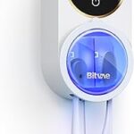 Bitvae Upgraded Tooth Brush Holder for Bathroom 2.0, Infrared Sensing Toothbrush Cleaner, Wall-Mounted for Most Size Toothbrushes, Air Drying, LED Smart Screen, White Gold Trim