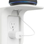 WALI Outlet Shelf Wall Holder, Bathroom Shelf up to 10lbs Standard Vertical Duplex Wall Organizer for Smart Home Decor Space Saving Power Tools, Toothbrush (OLS001-W), 1 Pack, White