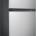 Midea WHD-113FSS1 Double Door Mini Fridge with Freezer for Bedroom Office or Dorm with Adjustable Remove Glass Shelves Compact Refrigerator, 3.1 cu ft, Stainless Steel