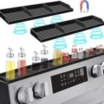 Hydream Stove Top for Silicone Shelf,30 Inch Magnetic Shelf Over the Stove Spice Rack,Kitchen Organizer Magnet Above Stovetop Back of Flat Storage Suctioned-Black