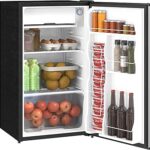 HOMCOM 3.2 Cu.Ft Mini Fridge with Freezer, Compact Refrigerator with Adjustable Thermostat, Shelf and Single Reversible Door for Bedroom, Dorm, Home Office, Energy Efficient, Silver