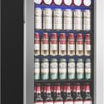 Icyglee Beverage Refrigerator Cooler - 126 Can Mini Fridge with Glass Door for Soda Beer or Wine, Beverage Cooler for Home, Office, Bar with Adjustable Removable Shelves, Silver