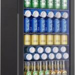 EUHOMY Mini Fridge 130 Can Beverage Refrigerator Cooler Glass Door for Soda Wine Beer, Beverage Cooler for Home, Bar, Office with Digital Temperature Control Removable Shelves, Black