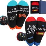 Gamer Gifts for Teens Boys 2 Pack Gaming Socks Ideas with Gift Box for Christmas Video Game Gifts