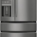 Frigidaire Gallery 21.5 cu ft Counter-Depth 4-Door French Door Refrigerator – 36″ Width, External Ice & Water Dispenser, Convertible Temp Drawer, Smudge-Proof Black Stainless Steel (Model GRMC2273CD)