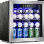Antarctic Star 48 Can Beverage Refrigerator,12 Bottle Wine Cooler with Stainless Steel Glass Door, Digital Temperature Display,Electronic Temperature Control, Silver