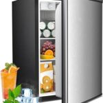 Antarctic Star 2.56 Cu.Ft. Mini Fridge with Freezer, Small Refrigerators with Adjustable Thermostat, Low Noise, Energy Saving, Compact Refrigerators for College Dorm, Office, Bedroom, Stainless Steel
