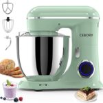 CEBORY 3-IN-1 Electric Stand Mixer, 6.5QT Bowl 660W 10-Speed Kitchen Mixer, Household Food Mixers include Dough Hook, Beater and Whisk, Bread Cake Mixer for Baking and Most Home Cooks, Agave Green