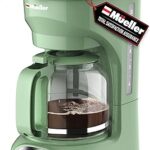 MUELLER HOME 12-Cup Drip Green Coffee Maker, Borosilicate Carafe, Auto-Off, Reusable Filter, Anti-Drip, Keep-Warm Function, Clear Water Level Window, Green Kitchen Accessories & Décor