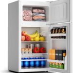 COWSAR 2.45 Cu.Ft Mini Fridge with Freezer, 2 Reversible Door Compact Office Refrigerator with 2 Removable Shelves, Energy Efficient Commercial Dorm Fridge for Bedroom, Office, Apartment, White