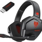 NUBWO Wireless Gaming Headset with Mic for Ps5 Ps4 PC, Zero Interference, 100-Hour Battery All-Day Play, 23ms Sync​ for Fortnite & Call of Duty/FPS Gamers, Triple Mode All Devices Compatible - Red