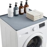 1 Pack Washer and Dryer Topper Protector Mat, 25.6“ x 25.6" Silicone Rubber Mat, Laundry Washing Machine Top Cover Non-Slip Waterproof Washable for Laundry Kitchen Home, Gray