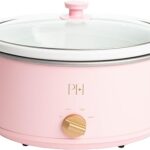 Paris Hilton 6-Quart Manual Slow Cooker, Naturally Nonstick Stoneware Ceramic Insert, Three Settings (Low, High, Warm), Dishwasher Safe Family Size Slow Cooker, Pink
