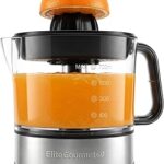 Elite Gourmet ETS623 BPA-Free 40-Watt Electric Citrus Juicer, Compact, Large Volume, Pulp Control, Oranges, Lemons, Limes, Grapefruits with Easy Pour Spout, 24oz, Black/Stainless Steel