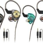 Wired Gaming Earbuds 2 Pack, Ak3file in Ear Monitors, Deep Bass Sound Wired Earbuds, HiFi in Ear Headphones with 1DD 10mm Dynamic Driver, IEM for Music Gaming Video Calling (Black+Green)