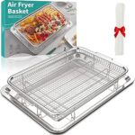 Air Fryer Basket for Oven, OPENICE 15.3" x 11.0" Large Air Fryer Tray and Pan with 30PCS Parchment Papers, Stainless Steel Oven Air Fryer Basket and Tray for Baking Grilling