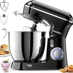 Honinst Stand Mixer, 6.5QT 10-Speed Tilt-Head Electric Stand Mixer, 3-In-1 Kitchen Mixer with Bowl, Dough Hook, Whisk and Beater, Food Mixer for Baking, Cake and Most Home Cooks, Black