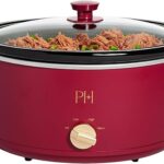 Paris Hilton 6-Quart Manual Slow Cooker, Naturally Nonstick Stoneware Ceramic Insert, Three Settings (Low, High, Warm), Dishwasher Safe Family Size Slow Cooker, Berry