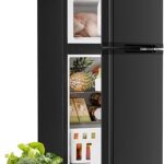 Antarctic Star Compact Refrigerator with Freezer,2 Door Mini Fridge,Adjustable Shelf,Small Fridge for Bedroom Office Dorm Kitchen,3.2 Cu.Ft.BLACK