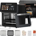 10L Large Xl Pro Air Fryer Oven With Grill Combo For Kitchen Countertop Use,12 in 1 Smart Convection Ovens,AirFryer With Glass View Window,Nonstick Basket,Fryer Liners,Removable Door-Black