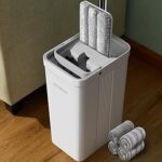 JOYMOOP Flat Mop System, Microfiber Mop and Bucket Set, White, Commercial & Household Use, Hardwood Floor & Wall Cleaning Mop with Long Handle, 4 Microfiber Pads