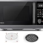 TOSHIBA Air Fryer Combo 8-in-1 Countertop Microwave Oven, with Convection, Broil, Odor Removal Mode, 12.4" Position Memory Turntable, Child-Lock, 1.0 Cu.ft, Black Stainless Steel, ML2-EC10SA(BS) A