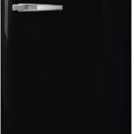 Smeg FAB28 50's Retro Style Aesthetic Top Freezer Refrigerator with 9.93 Cu Total Capacity, Multiflow Cooling System, Adjustable Glass Shelves 24-Inches, Black Right Hand Hinge Made In Italy