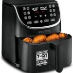 Gourmia Air Fryer - 7 Qt Large Capacity with LED Display, 12 One-Touch Presets, FryForce 360° Technology, Nonstick Dishwasher-Safe Basket & Crisper Tray, Black