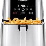 Chefman TurboFry Touch Air Fryer, Large 5-Quart Family Size, One Touch Digital Control Presets, French Fries, Chicken, Meat, Fish, Nonstick Dishwasher-Safe Parts, Automatic Shutoff, Stainless Steel